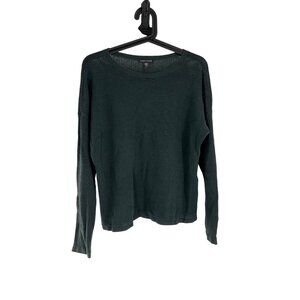 Eileen Fisher XS Womens Dark Green Lightweight Linen Blend Long Sleeve Sweater